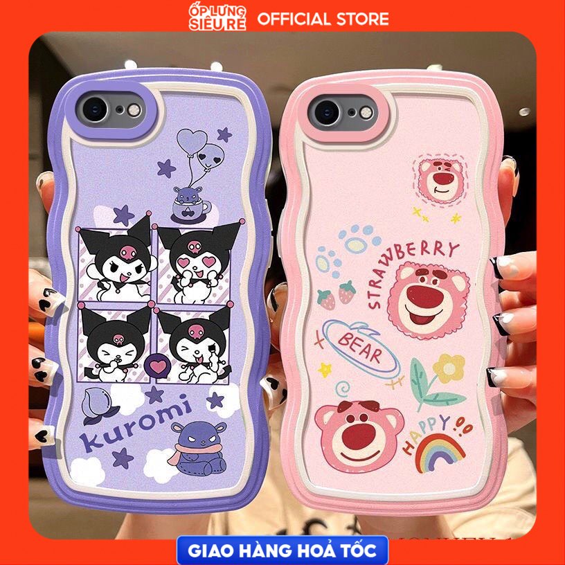 Ốp lưng Iphone 6S/6 Plus/7G/8G/X/Xs/11/12/...trong cạnh gợn sóng hình ?Hoạt hình Kuromi