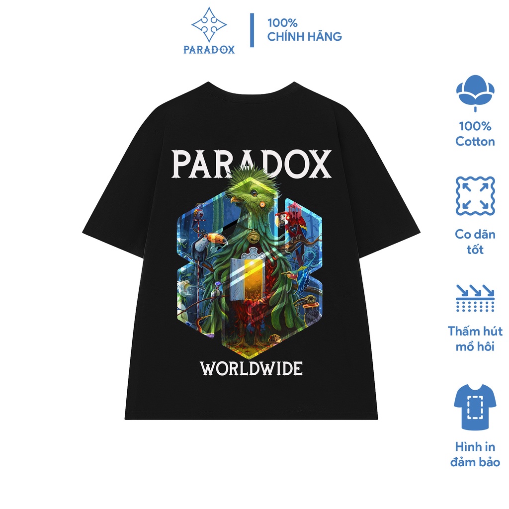 Áo thun form rộng Paradox tay lỡ - Unisex - In hình - BIRDIE UNIVERSE - Màu đen