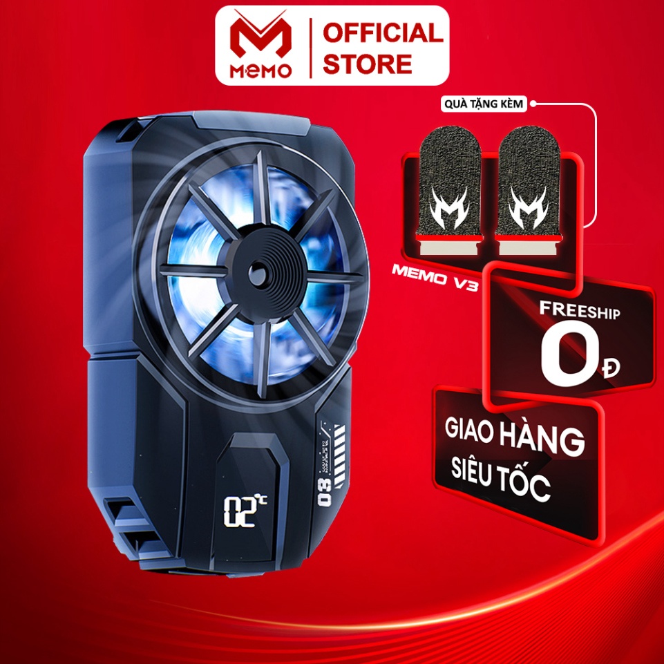 Quạt tản nhiệt điện thoại sò lạnh MEMO DLA3 gaming đèn led RGB làm lạnh nhanh chơi game pubg FreeFrie liên quân mobile -