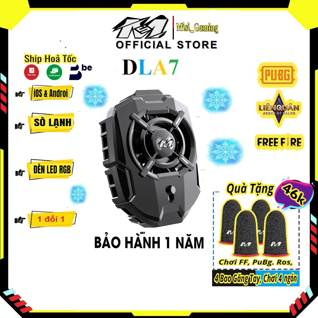 Quạt tản nhiệt điện thoại sò lạnh DLA7 giá rẻ, 2 chế độ làm mát siêu nhanh led gaming tặng bao tay chơi game siêu nhạy