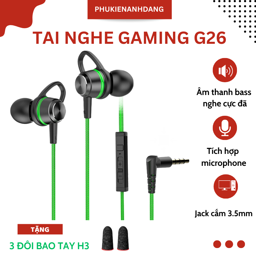 Tai Nghe Chơi Game Có Dây G26, Tai Nghe Gaming Có Mic Cho Điện Thoại Máy Tính