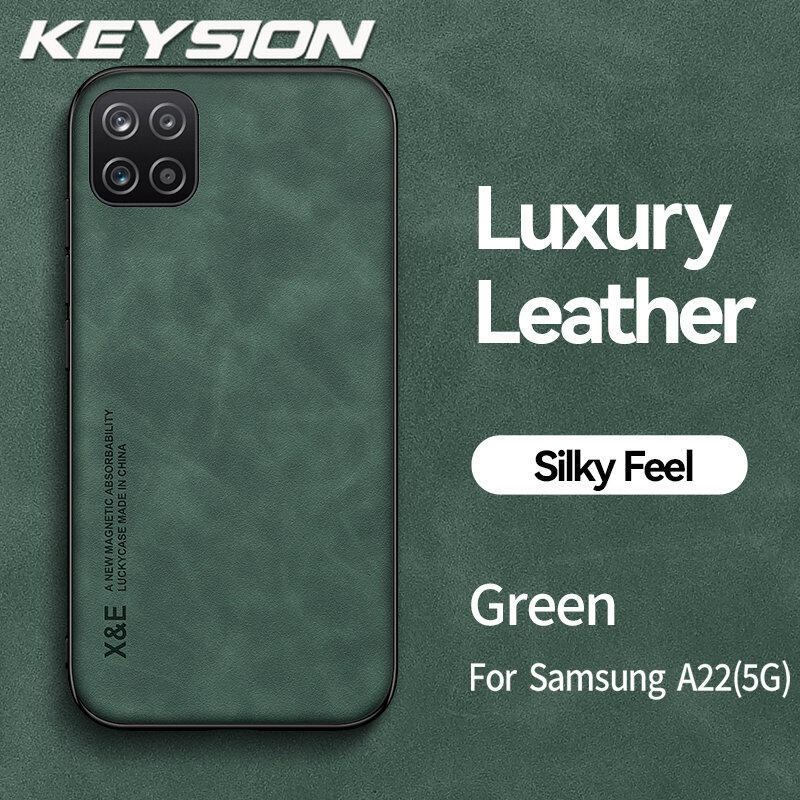 Keysion Ốp da cho Samsung sang trọng a22s 5G A12 A50 A70 a30s a21s Silicone vỏ lưng điện thoại chống sốc cho Galaxy M33 5g M32