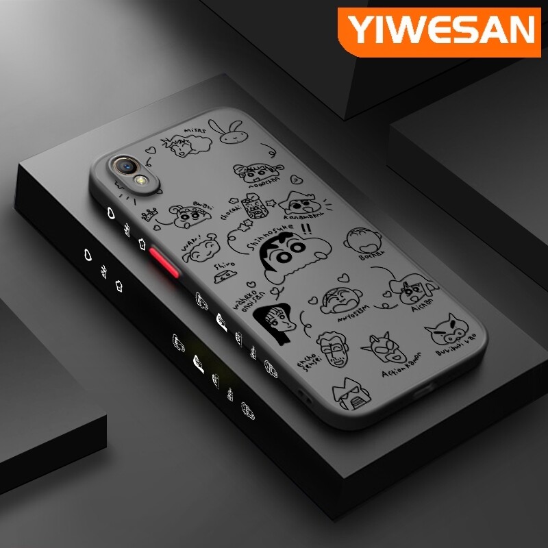 Yiwesan Ốp cho OPPO A37 A37F NEO 9 Ốp mềm bảo vệ bọc hoàn toàn Ốp lưng silicon Ốp chống sốc họa tiết CẠNH VUÔNG mỏng trong suốt mờ cứng bút chì màu Shin chan