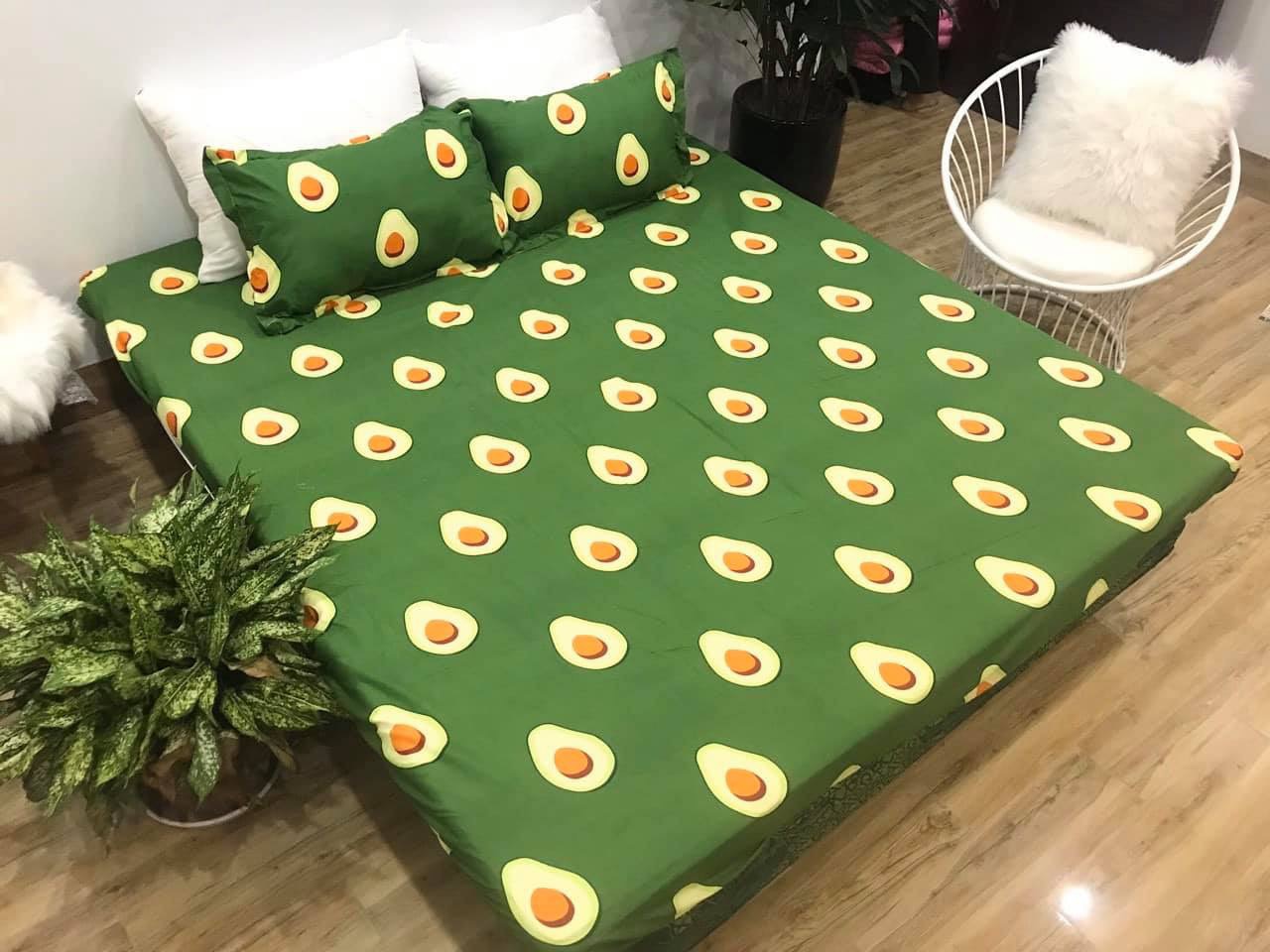 Vỏ chăn lồng ruột 2mx2m2 có khóa kéo,vải cotton poly hàn,mẫu bơ xanh Bà Béo  Kho chăn ga gối, ga giường, drap giường