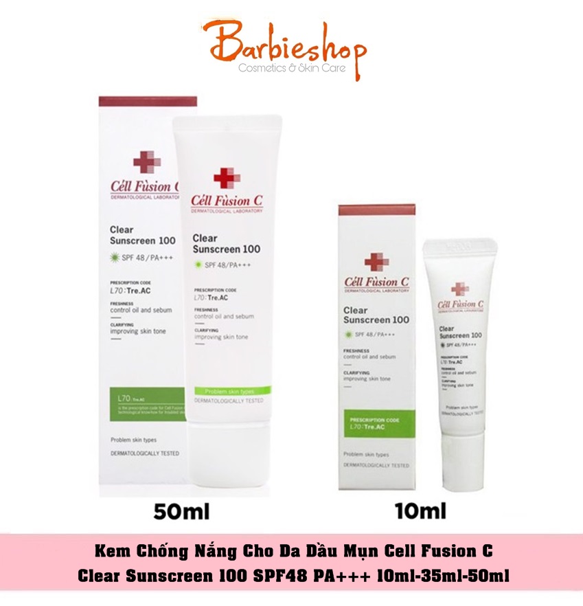Kem Chống Nắng Cell Fusion C Clear Sunscreen 100 SPF48 PA+++ 10ml-35ml-50ml