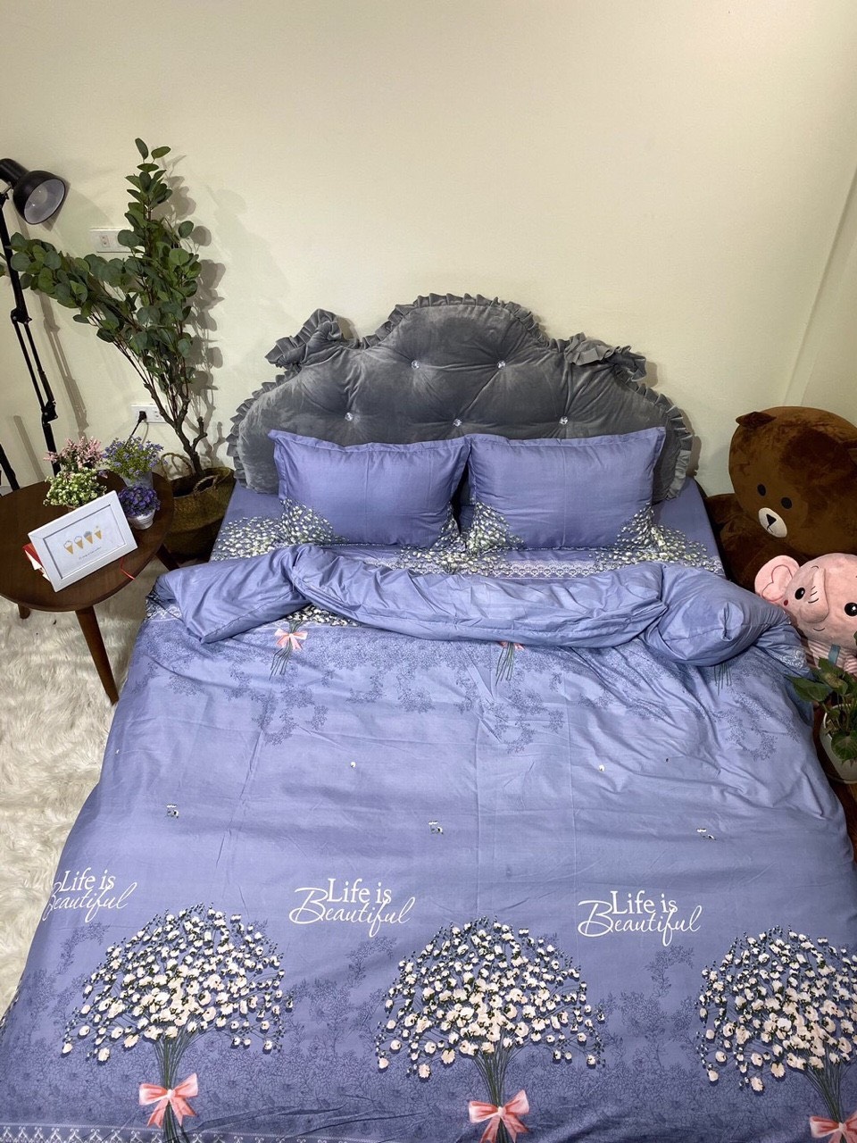 Vỏ chăn lồng ruột 2mx2m2 có khóa kéo,vải cotton poly hàn,mẫu hoa baby Bà Béo  Kho chăn ga gối, ga giường, drap giường