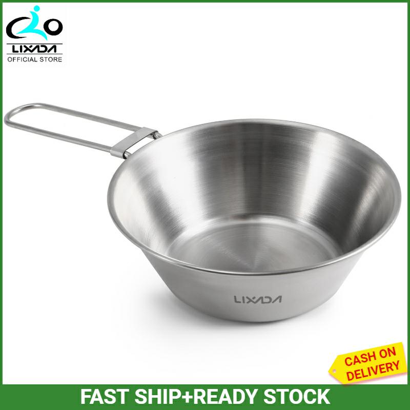Bát Inox Lixada Có Tay Cầm Có Thể Gập Lại, Dành Cho Cắm Trại Ngoài Trời Đi Bộ Đường Dài Ba Lô Dã Ngoại