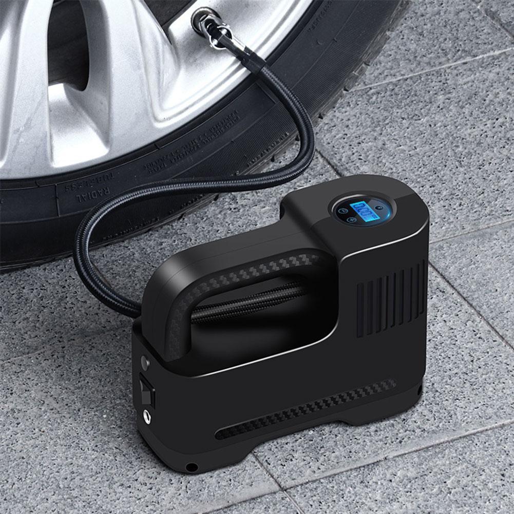 Bơm lốp xe hơi đa năng không dây, Mini 12V-120 W nhỏ gọn, Sạc USB và Tẩu ô tô có đồng hồ đo áp suất