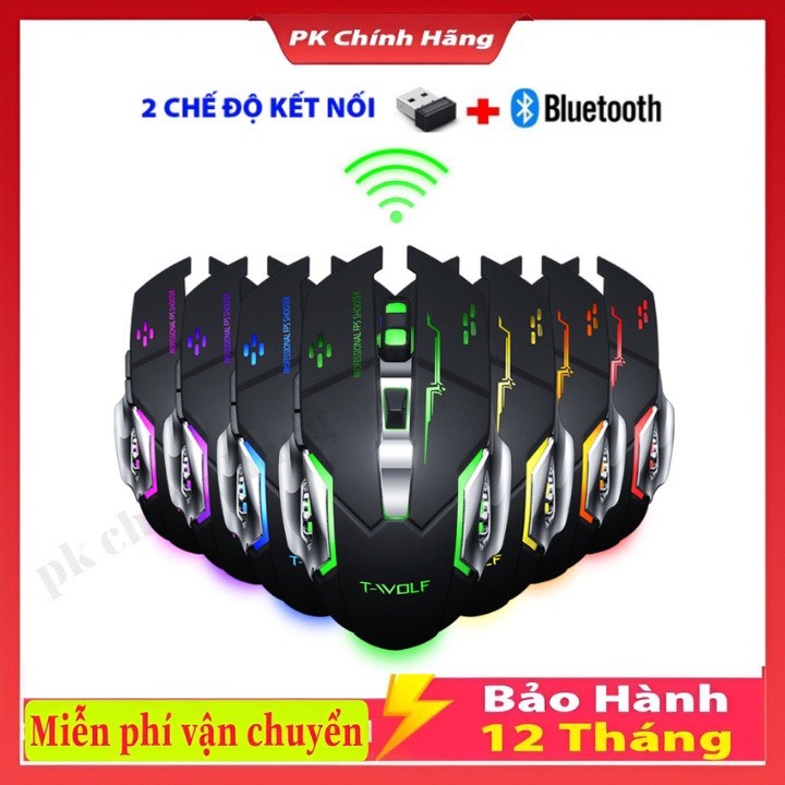 Chuột Không Dây Bluetooth Gaming 2 CHẾ ĐỘ Chơi Game Cực Đã Dùng Pin Sạc, Click Không Gây Tiếng Ồn, Cực Bền,Bảo Hành 12 Tháng
