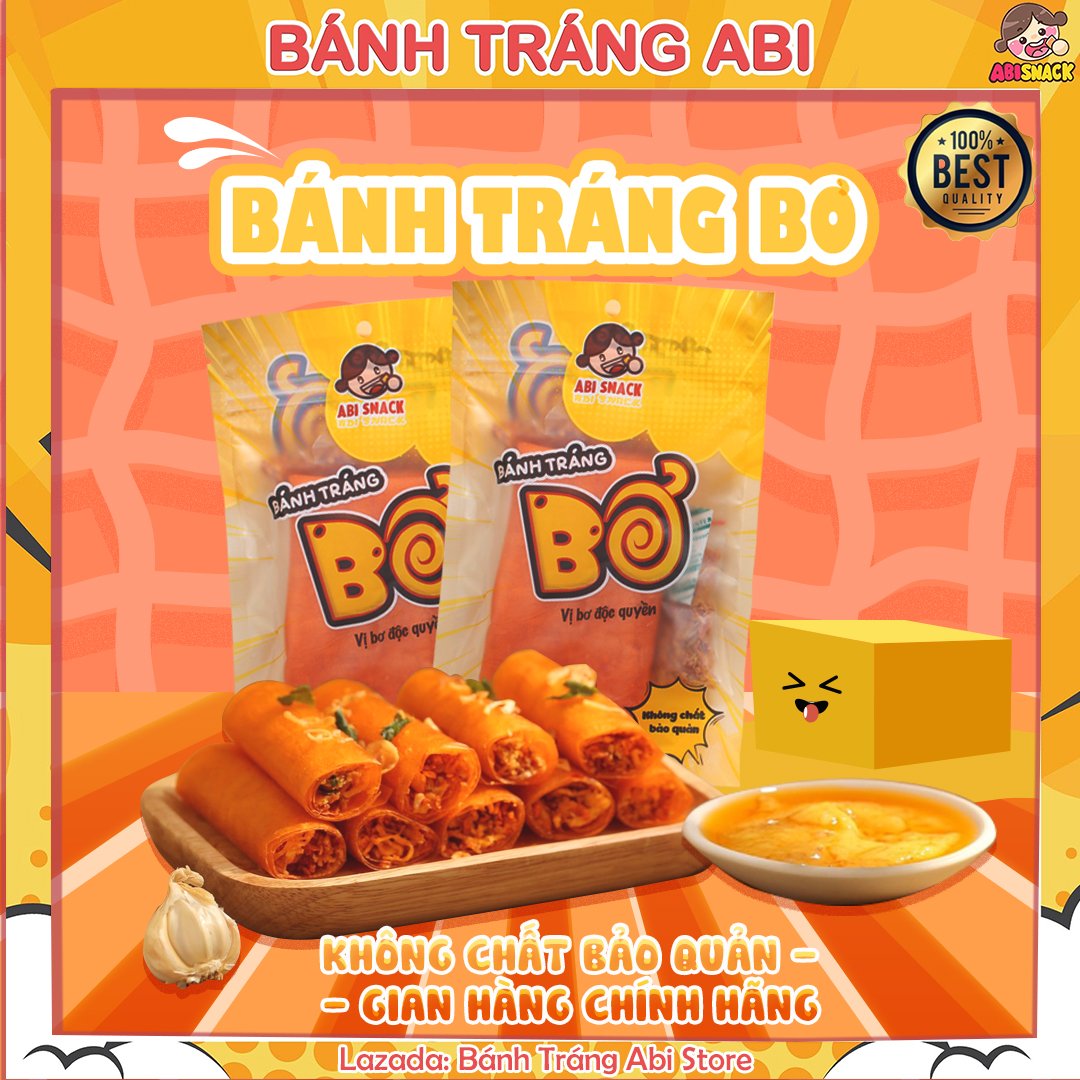 1 BỊCH BÁNH TRÁNG DẺO PHƠI SƯƠNG BƠ ABI KÈM TUÝP BƠ SIÊU BÉO MUA 2 BỊCH TẶNG QUÀ