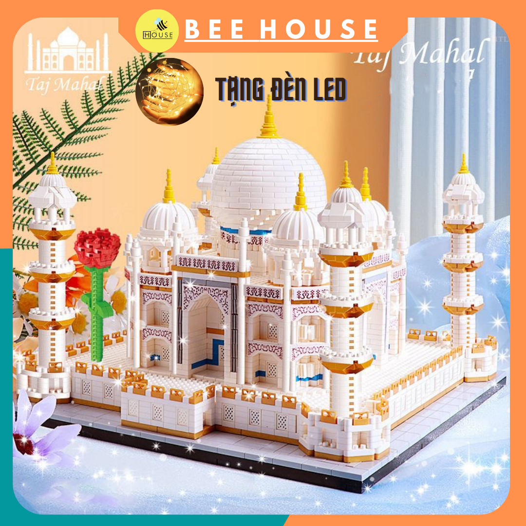 Mô hình kiến trúc - Đồ chơi xếp hình lắp ráp toà nhà lâu đài cung điện đền Tajmahal ấn độ nano block quà tặng diy con gái