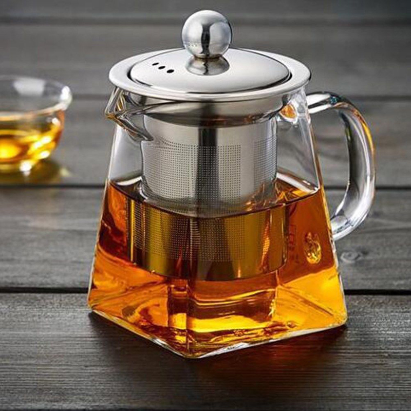 1 Ấm Trà Thủy Tinh 350Ml/550Ml/750Ml/950Ml Màu Xanh Dương Với Infuser Rõ Ràng Trà Lọc Lọc Bằng Thép Không Gỉ Bình Chịu Nhiệt Trà Lá Rộng Pha Dốc