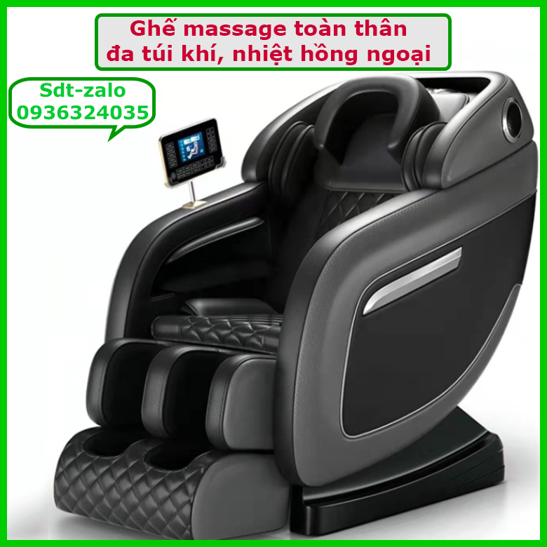 Ghế massage toàn thân cao cấp, công nghệ con lăn, đa túi khí, màn hình cảm ứng