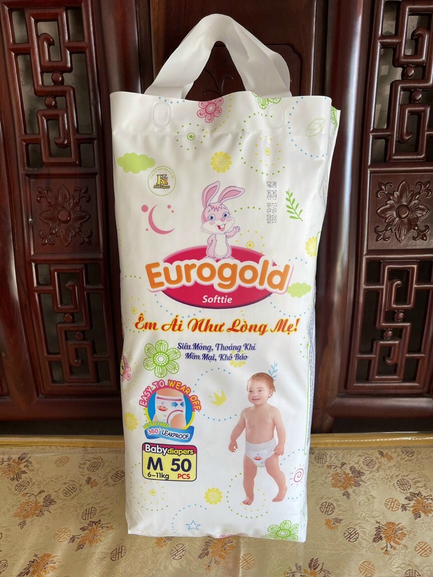 Tả/Bỉm quần Eurosoft mẫu mới eurogold xuất Nhật 50 miếng M L, XL, XXL, XXXL