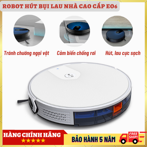 Máy hút bụi lau nhà tự động E06, robot hút bụi lực hút 3200PA, Pin Trâu Khử Khuẩn Sạch Sẽ An Toàn Bảo Vệ Sức Khỏe Hàng Chuẩn Xịn