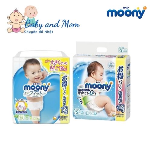 Tã Bỉm Moony XANH SIÊU CỘNG Miếng Nội Địa Nhật NB111/S102/ M dán 78/ M quần 70/ L quần Trai-gái 54/ XL46