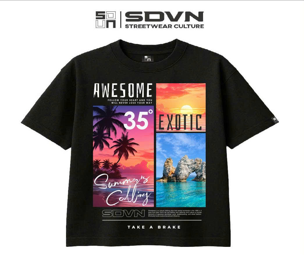 Áo Thun Form Big Boxy  "Summer Heat 35°" cotton 100%  Brand Chính Hãng SDVN UNISEX