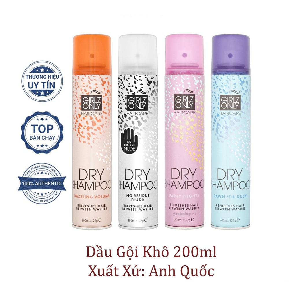 Dầu Gội Khô Girlz Only 200ml Party Nights / Dawn 'Til Dusk / Dazzling Volume / No Residue Nude