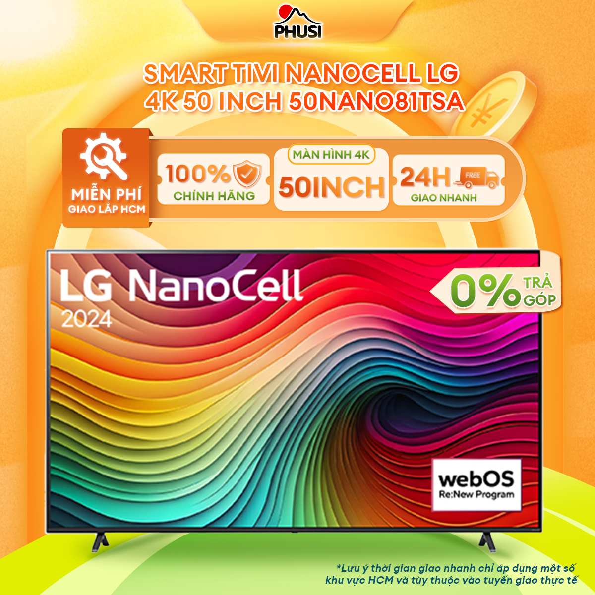 [GIAO TẠI HCM] Smart Tivi NanoCell LG 4K 50 inch 50NANO81TSA - Kho ứng dụng đa dạng, hệ điều hành hiện đại webOS 24