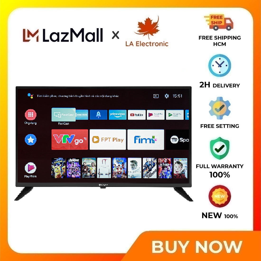 Android TV Casper 32 inch 32HGA510 - Free shipping HCM - Remote with built-in microphone for voice search, Projecting from phone to TV FastCast