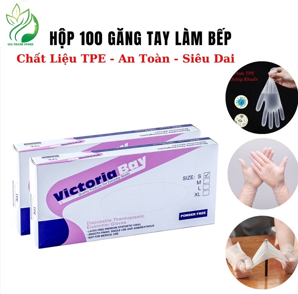 Hộp 100 Găng Tay Cao Su TPE , Bao Tay Siêu Dai Dùng 1 Lần Làm Bếp Nấu Ăn Vệ Sinh Không Mùi Chống Nhăn kitchen gloves