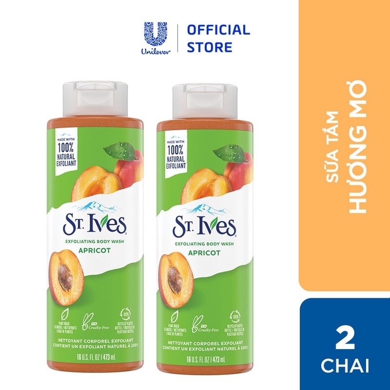 Combo 2 chai Sữa tắm dưỡng da St.Ives Trái Mơ 473ml