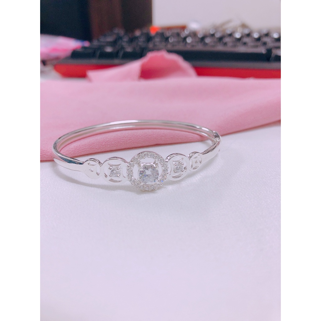 Lắc tay nữ bạc ta mặt kim tiền trẻ trung LINH MIU SILVER