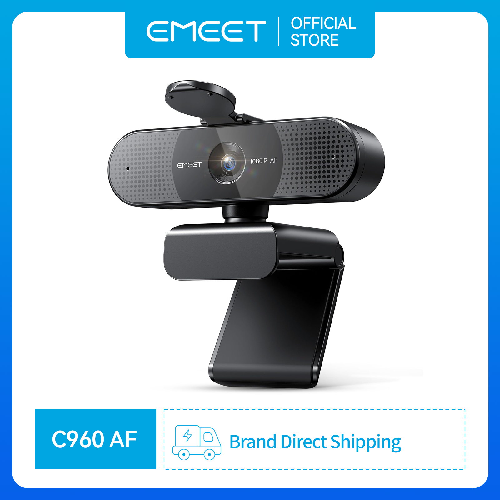 Webcam độ nét cao 1080P emeet c960 tự động lấy nét Camera cho máy tính cho máy tính để bàn camera cho máy tính, cắm và chơi Webcam USB W/bảo mật Bìa và microphone cho cuộc gọi video/Zoom/Đội/Google đáp ứng