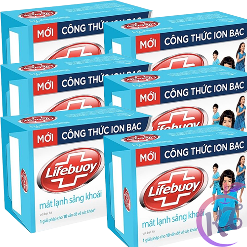 [FreeShipMAX] Combo 6 xà bông cục Lifebuoy 90g Mát Lạnh Sảng Khoái với chiết xuất Bạc Hà, bảo vệ diệt khuẩn 10 (Xanh Lam) - xà phòng thanh