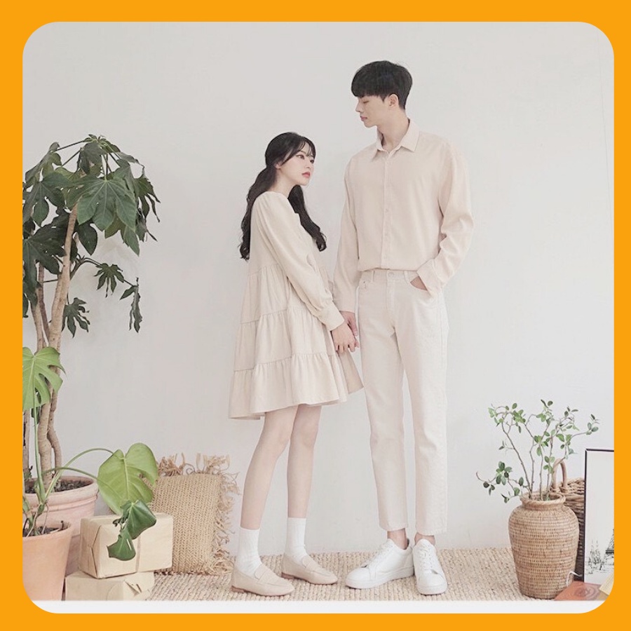 Đồ đôi nam nữ đẹp đi tiệc, đi chơi, đồ đôi đi biển, áo cặp áo đôi cao cấp chụp hình cưới: gồm áo sơ mi nam váy nữ couple