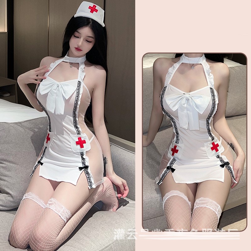 [Hoàn tiền 20%] Bộ Váy ngủ Cosplay y tá đính nơ siêu đẹp cao cấp N358