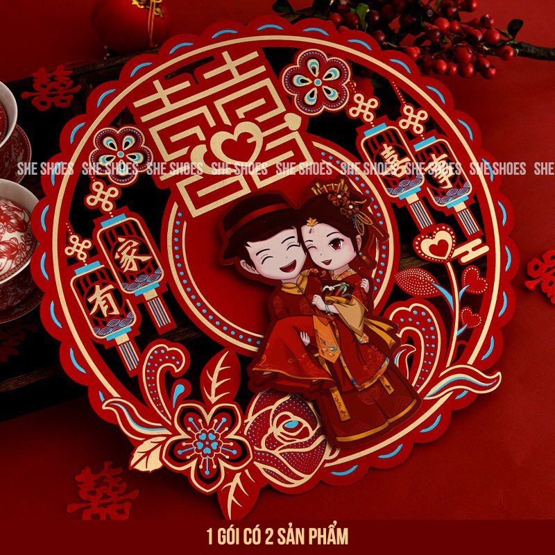 Phụ kiện, decal chữ hỷ trang trí đám cưới, phòng cưới, xe hoa - NEW ARRIVAL