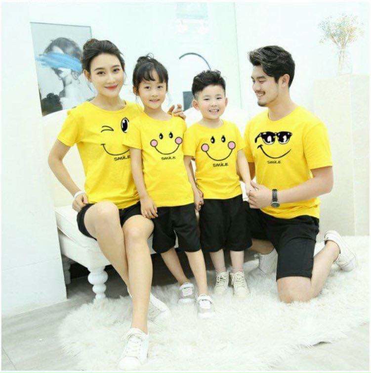 [sĩ]Áo gia đình 3/4/5 người Đồng phục gia đình giá rẻ Thun cotton dày dặn màu vàng màu trắng có áo big size