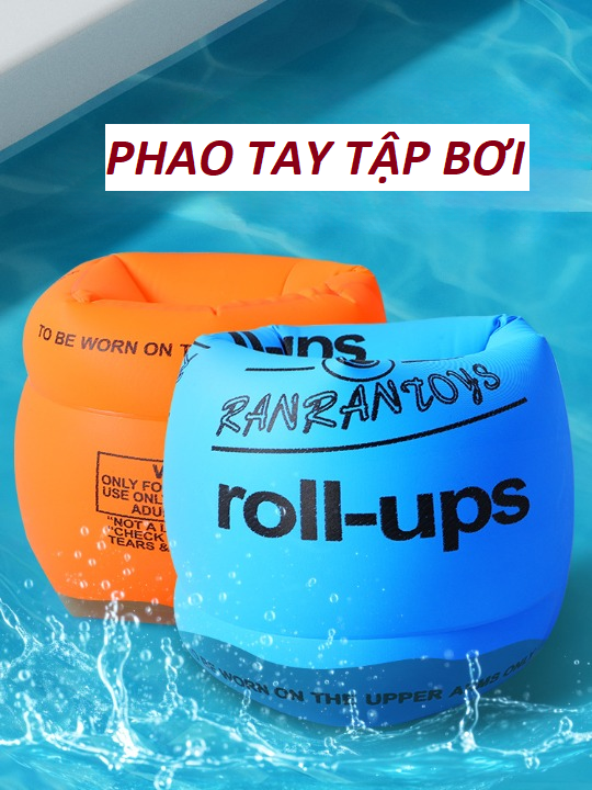 Combo 2 chiếc phao tay tập bơi cho trẻ em và người lớn nhiều màu sắc, phao tay tập bơi trẻ em, phao bơi cho bé