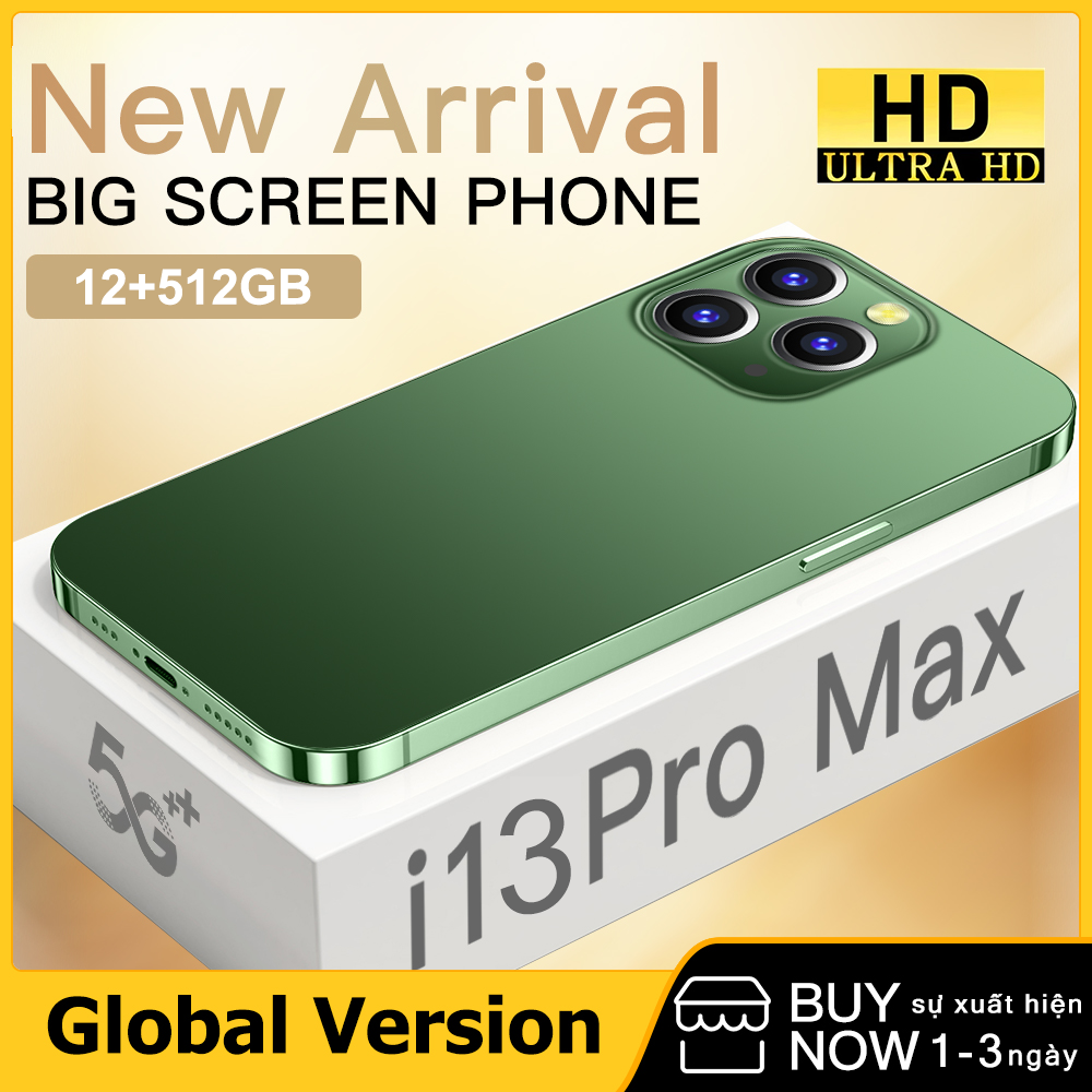 Điện thoại giá rẻ i13 Pro max Điện Thoại Di Động Chính Hãng Murah Màn Hình Full HD 6.7 Inch Điện Thoại Di Động Bộ Nhớ Lớn 12+512GB Hai Thẻ Sim Camera HD 24+48MP Pin 4600mAh dt giá rẻ chính hãng