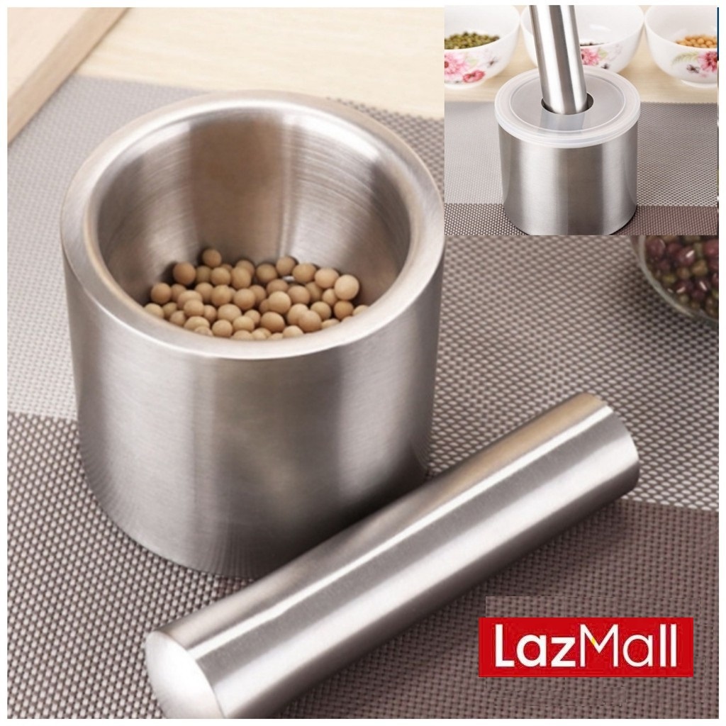 LazMall FLASH SALE Chính Hãng NEW 100%  Bộ Cối Chày Inox 304 Thép Không Gỉ 10x9.5 - 14cm Không Bám Mùi, Bám Bẩn Nên Rất Dễ Vệ Sinh Sau Khi Dùng, Đảm Bảo Sản Phẩm Luôn Giữ Được Vẻ Sạch Sẽ Sau Một Thời Gian Sử Dụng