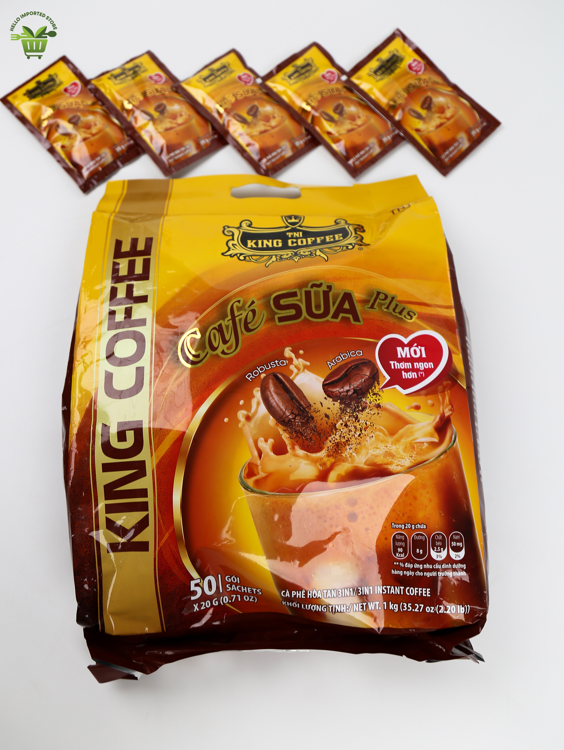 Cà Phê Sữa Hoà Tan King Coffee - Túi 50 gói * 20g