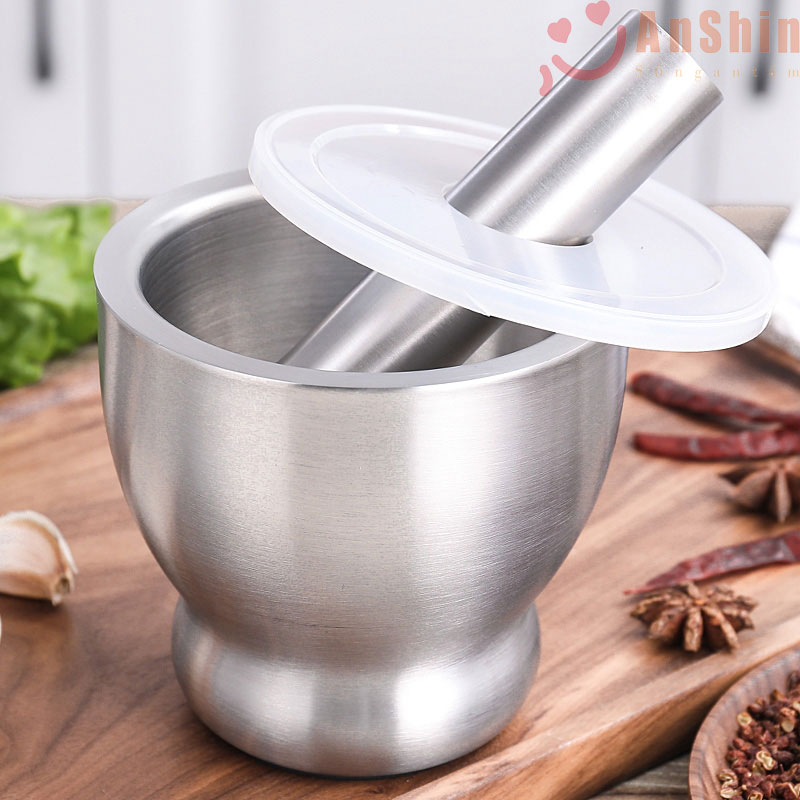 Bộ Chày Cối Inox 304 Nguyên Khối Không Vết Hàn Có Lắp Đạy Kèm Chày Dã Đồ Cực Nhuyễn Mịn