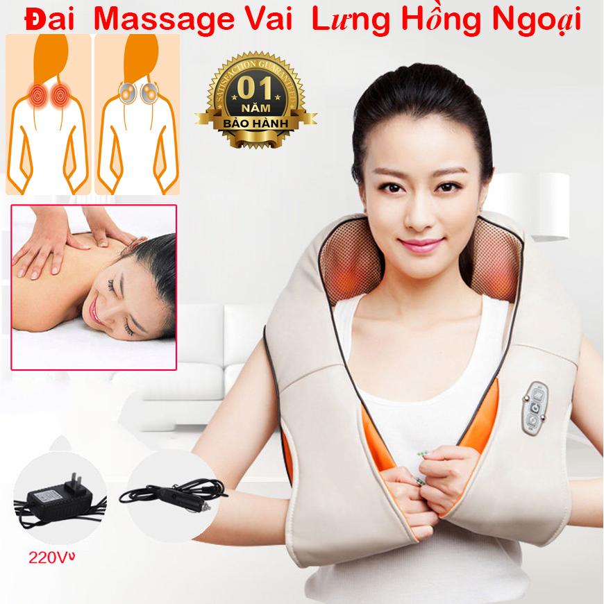 Máy Massage Vai Lưng Cổ, Đai Matxa Vai Lưng Cổ Đa Năng. Đai Massage Vai Gáy Cổ Lưng Hồng Ngoại, Dòng sản phẩm Cao Cấp, Giúp Xóa Tan Căng Thẳng, Mệt Mỏi.