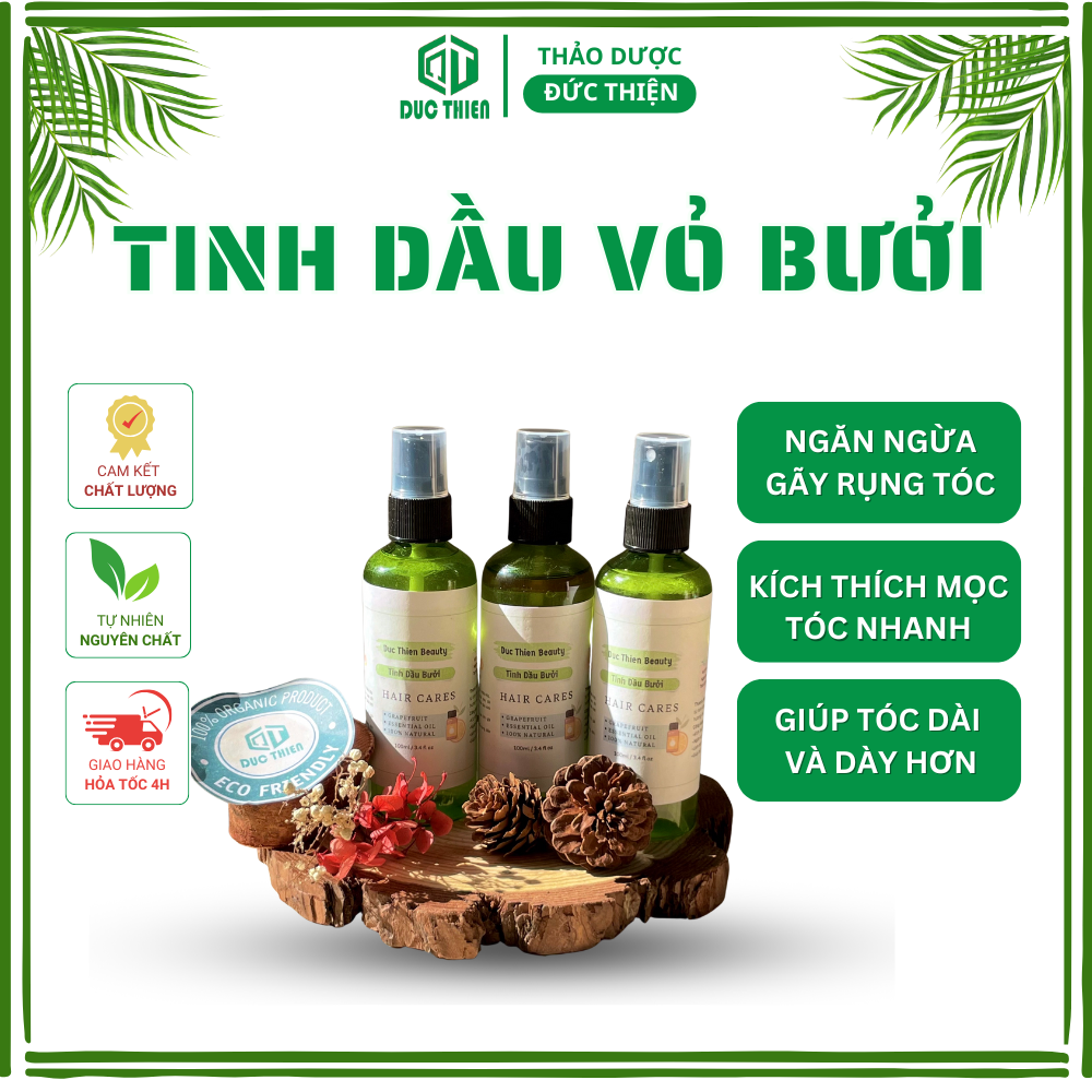 Tinh Dầu Vỏ Bưởi 100ML (1 Chai) - Siêu Kích mọc tóc nhanh hiệu quả Không Hương Liệu - Giảm Rụng Tóc - Nhanh Dài Tóc