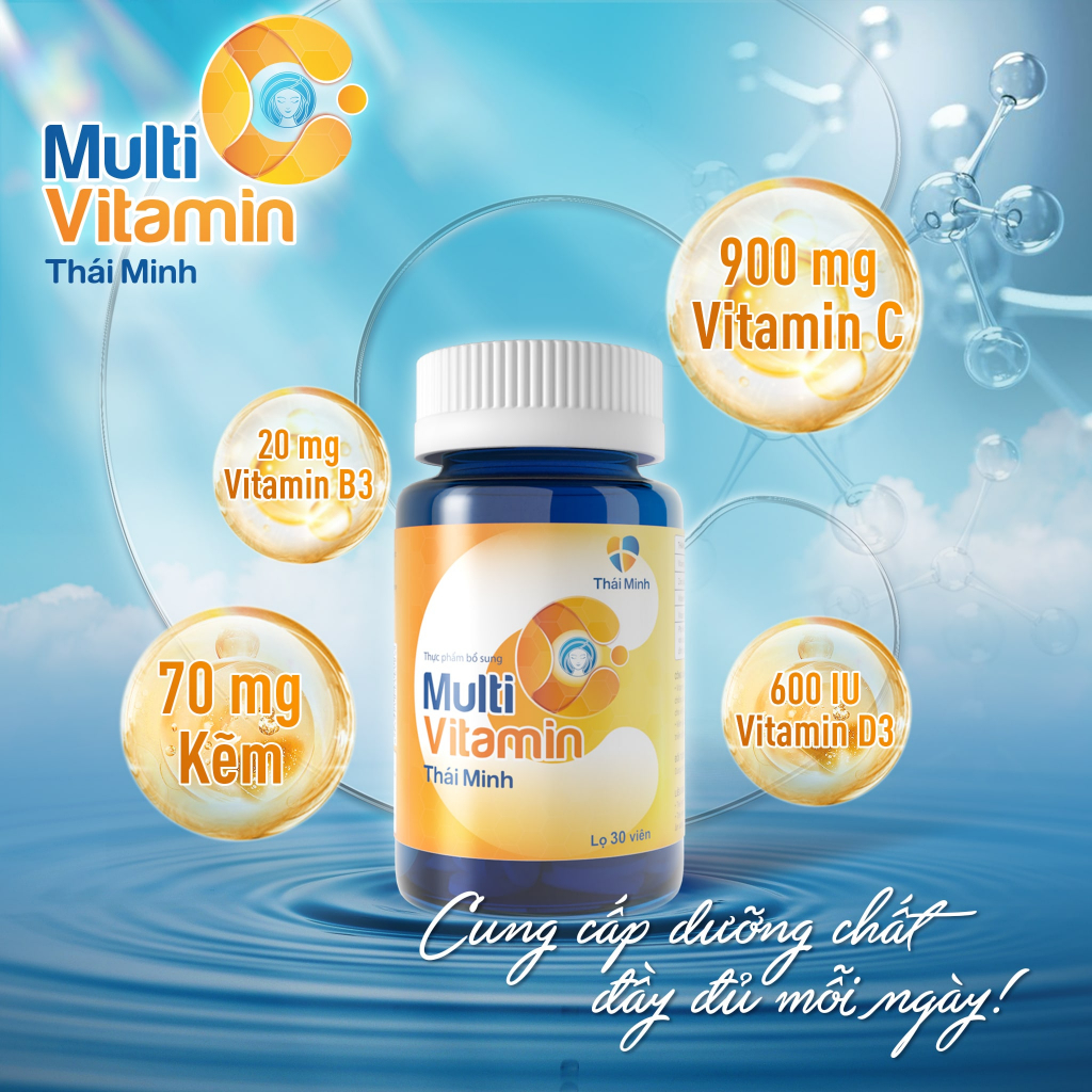 Multi Vitamin C Thái Minh - Bổ sung Vitamin C & Khoáng Chất Hỗ Trợ Tăng Đề Kháng, Da Sáng Mịn - Lọ 30