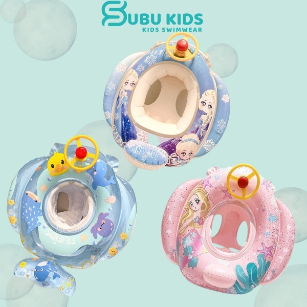 Phao bơi xỏ chân cho bé chính hãng YUKE nhiều họa tiết có bánh lái kèm kòi mẫu mới 2023