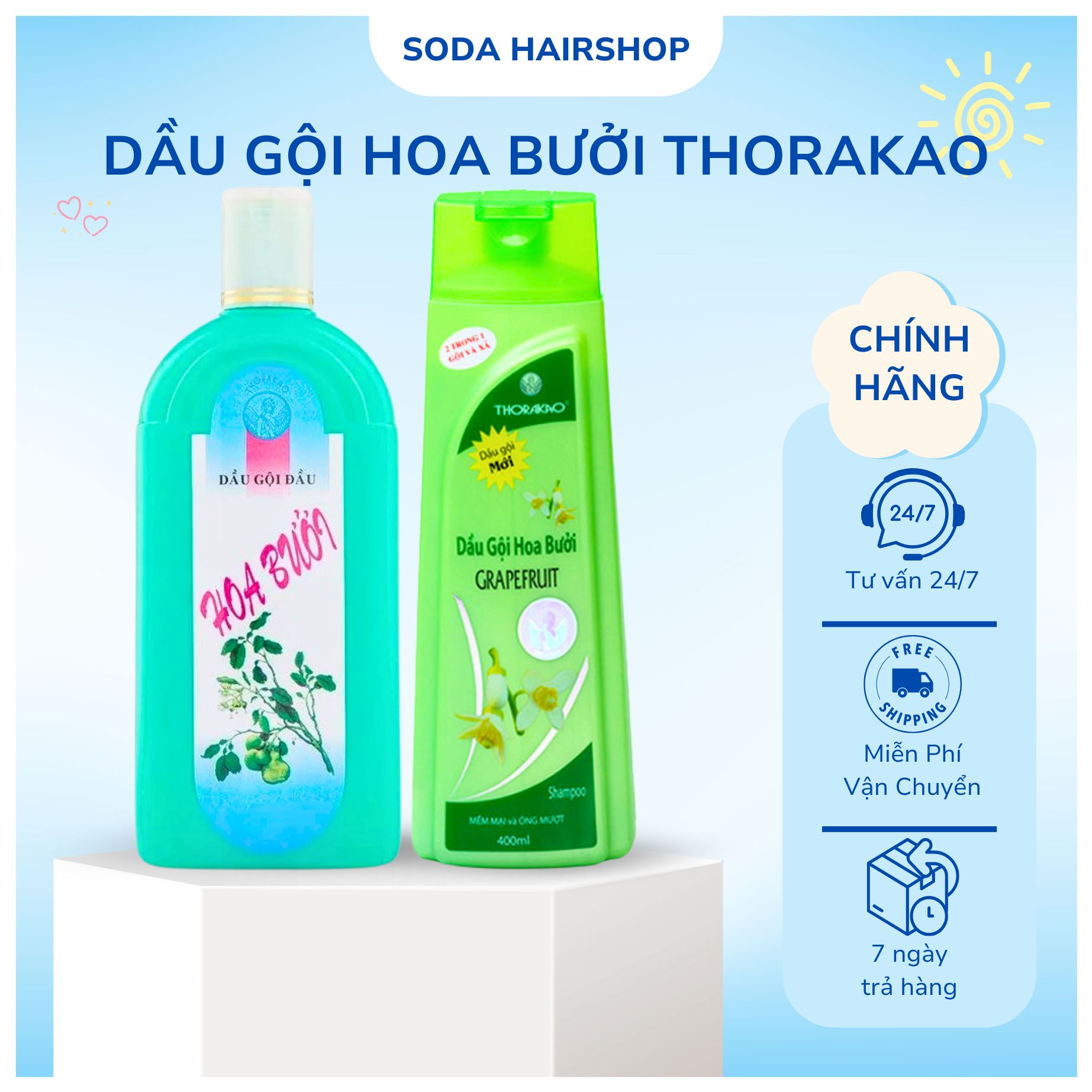 Dầu gội hoa bưởi và gội bưởi 2 trong 1 THORAKAO 400ml