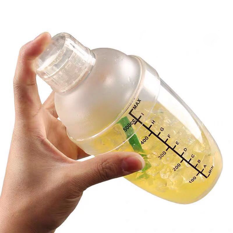 Bình lắc Shaker pha chế nhựa chia vạch đen 350ml - 500ml - 700ml
