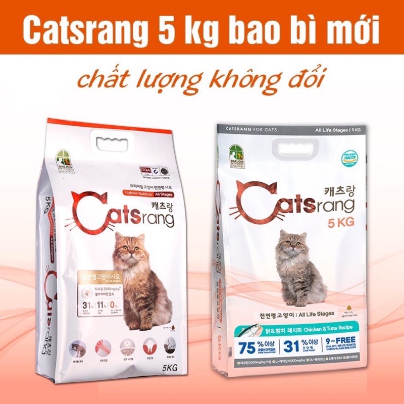 Thức Ăn Hạt Cho Mèo Mọi Lứa Tuổi CATSRANG Dạng Hạt Dinh Dưỡng Cao Gói 5kg - Xuất Xứ Hàn Quốc