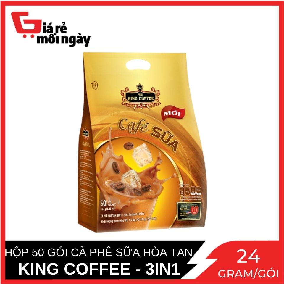 Cà Phê Sữa Hóa Tan 3in1 King Coffee Túi 50 gói x 24g