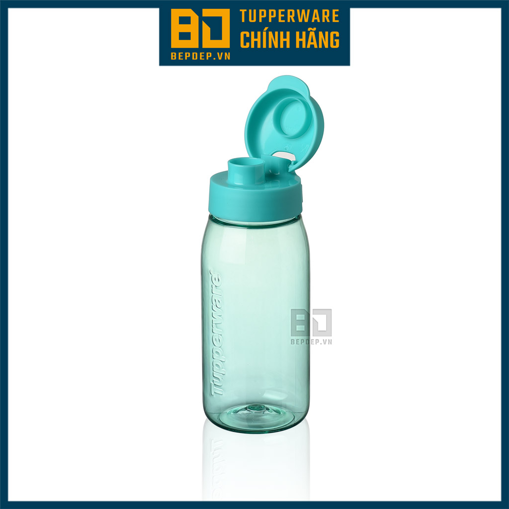 Bình nước Tupperware Lohas Flask 550ml - Bình nước nắp bật chịu nhiệt, trong suốt, nhiều màu, có dây đeo