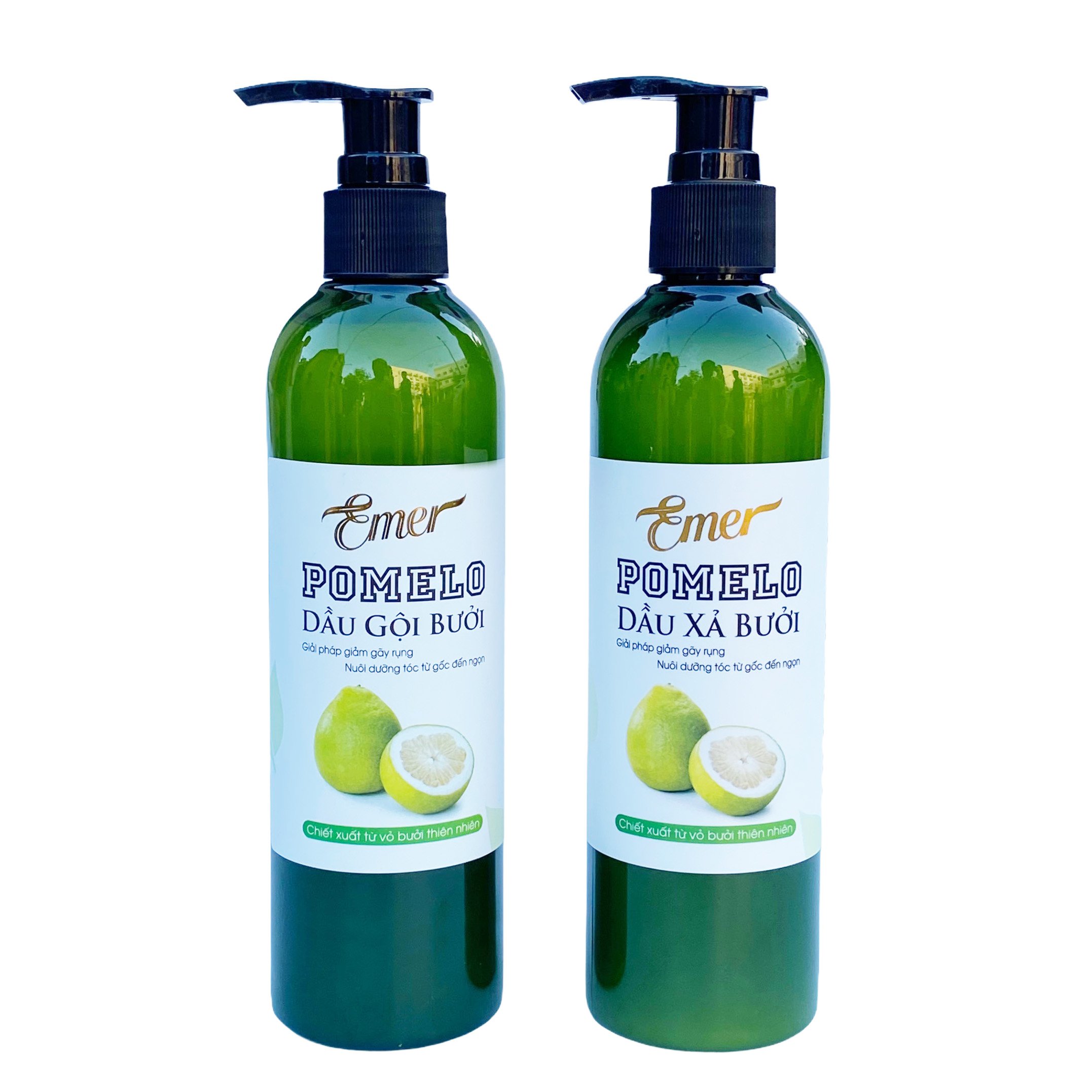 [BỘ ĐÔI GIẢM RỤNG MƯỢT TÓC] Dầu gội bưởi kích mọc tóc Pomelo Emer 300ml + Dầu xả bưởi Pomelo Emer 300ml giúp giảm rụng tóc kích mọc tóc nhanh nuôi dưỡng tóc từ gốc đến ngọn cho mái tóc chắc khỏe và suôn mượt