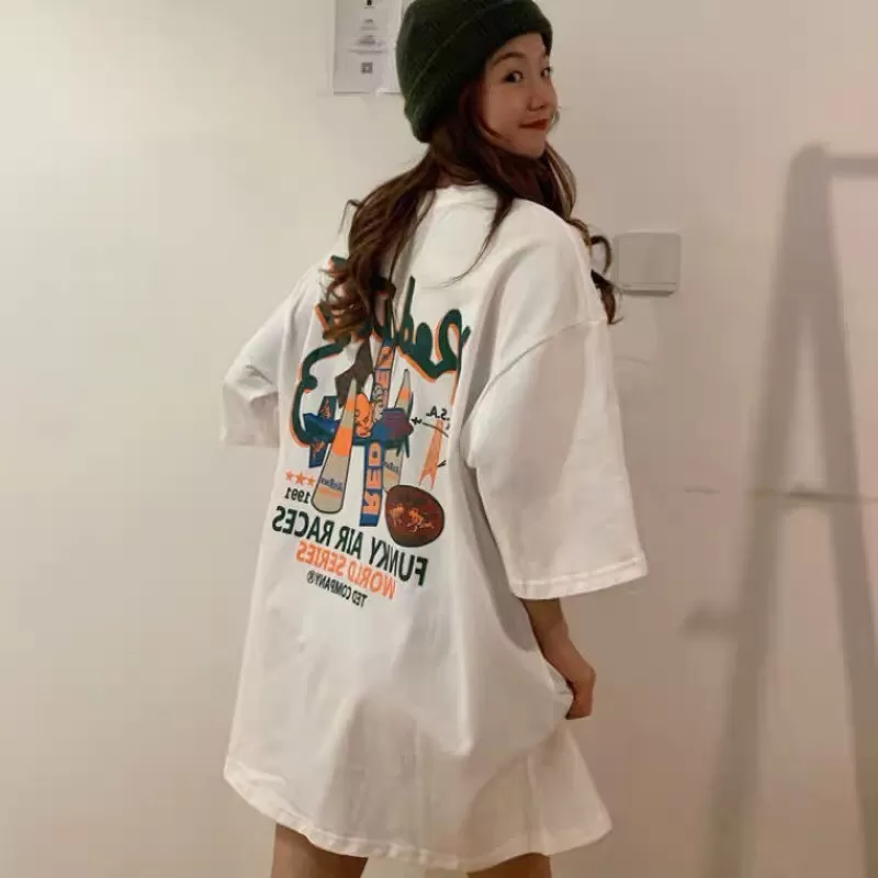 Áo thun nữ form rộng tay lỡ Unisex QUỶ NHỎ LÁI MÁY BAY  áo thun nam form rộng tay lỡ áo phông nữ form rộng