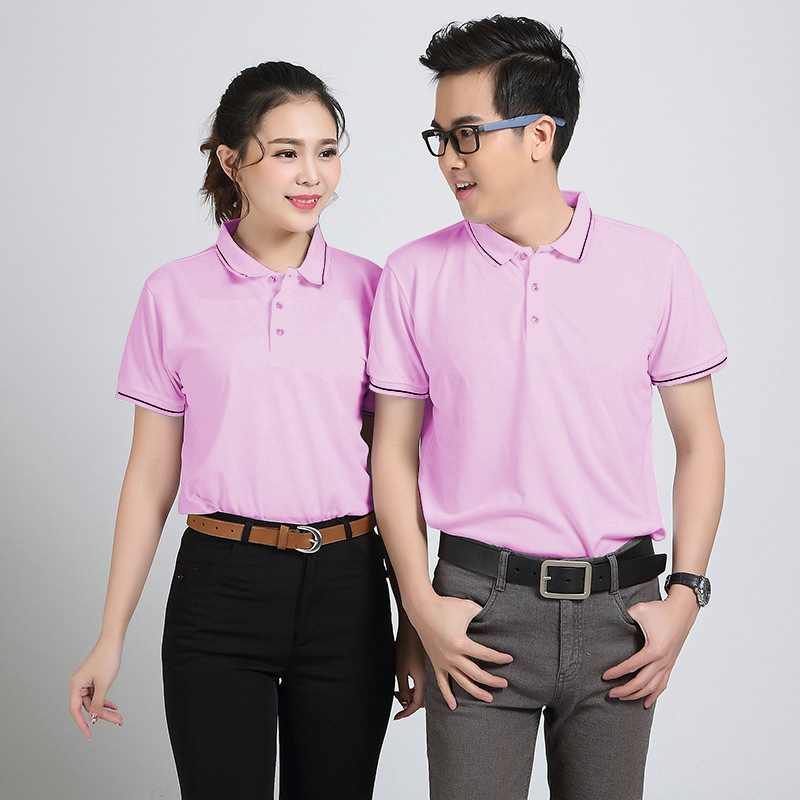 Áo Thun Có Cổ Thể Thao Cá Sấu Mè 4 Chiều Màu Hồng Viền Cổ Đen